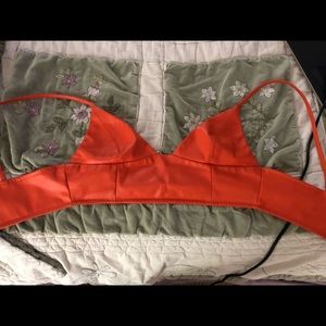 FAUX LEATHER ORANGE BRALETTE TOP